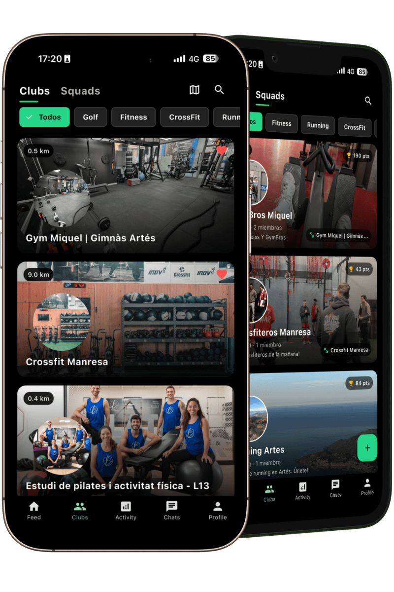 Pantalla de clubs de BeActive