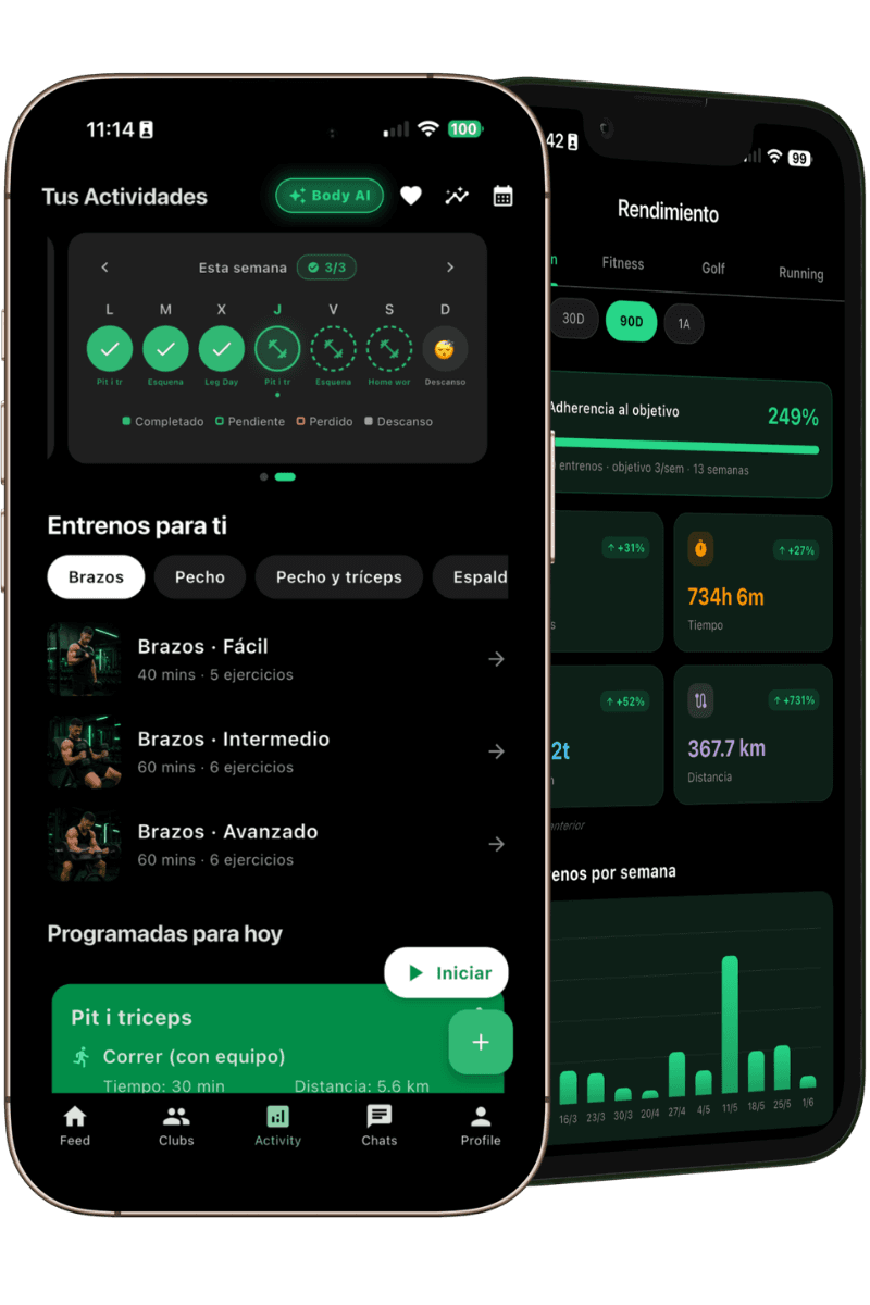 Pantalla de actividad y progreso de BeActive