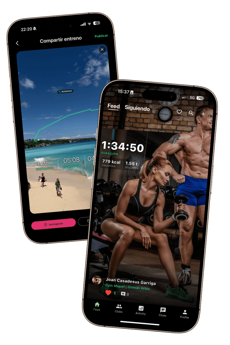 Pantalla de feed social de BeActive